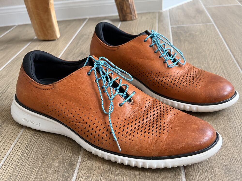 Cole Haan Grand.ØS Men’s 10M Brown Leather Perforated Oxford Shoes C2879